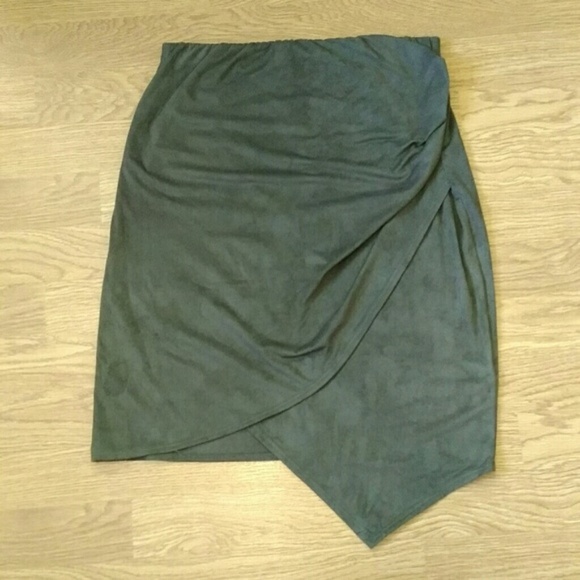Mendocino Dresses & Skirts - NWT Mendocino Micro Suede Asymmetrical Olive Skirt
